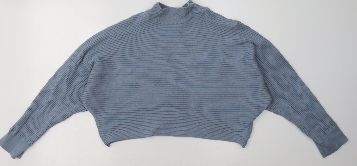 New Look Womens Blue  Viscose Pullover Sweatshirt Size L  Pullover - Cropped