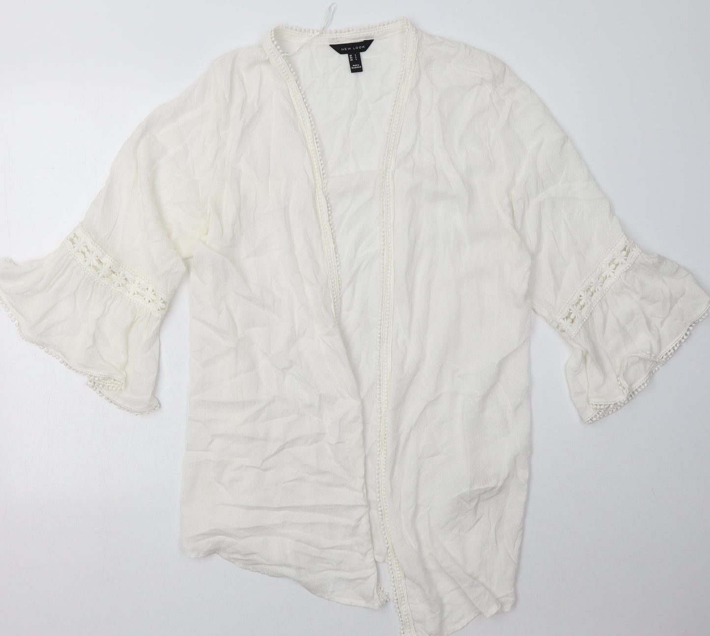 New Look Womens White V-Neck  Viscose Cardigan Jumper Size L