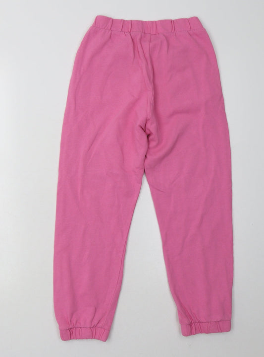 Zara Girls Pink  Cotton Jogger Trousers Size 9 Months  Regular Tie