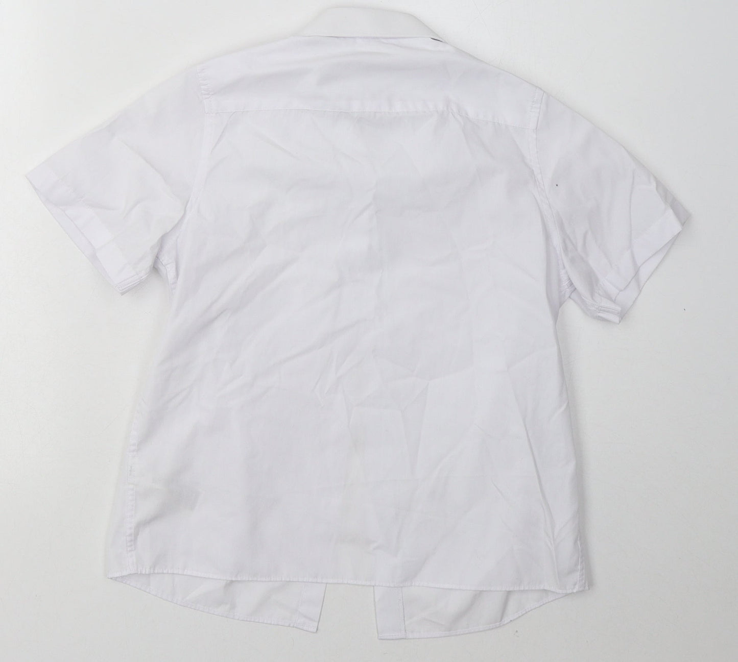 Marks and Spencer Boys White  Polyester Basic Button-Up Size 8-9 Years Collared Button - School Wear