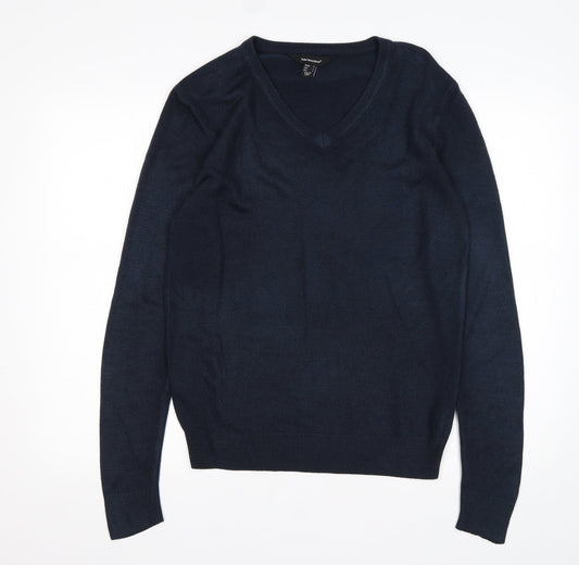 Cedar Wood State Mens Blue V-Neck  Acrylic Pullover Jumper Size S