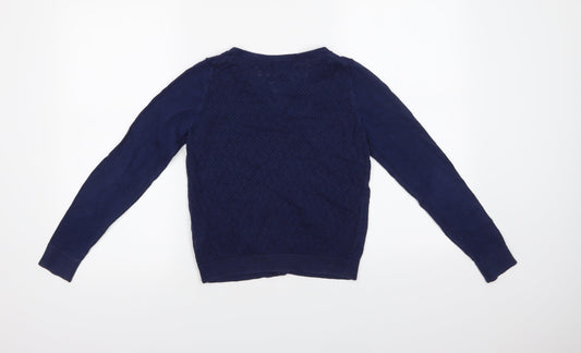 Gap Girls Blue Crew Neck  Cotton Cardigan Jumper Size 12 Years  Button