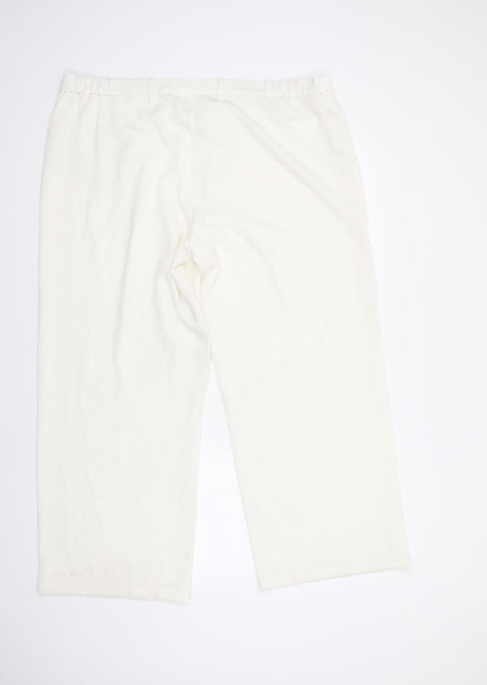 bonprix Womens White  Polyester Dress Pants Trousers Size 24 L30 in Regular Button