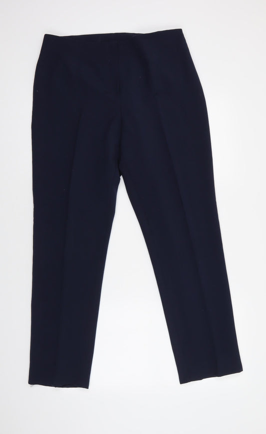 Preworn Womens Blue  Polyester Dress Pants Trousers Size 14 L30 in Regular Zip