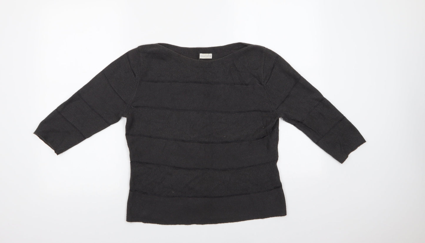 Minuet Womens Grey Boat Neck  Viscose Pullover Jumper Size M