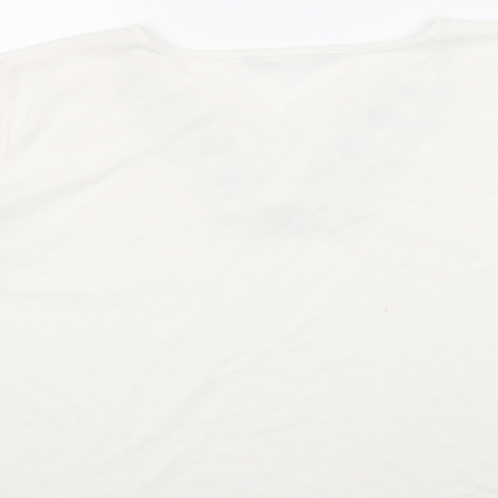 BM Womens White  Polyester Basic Blouse Size XL V-Neck