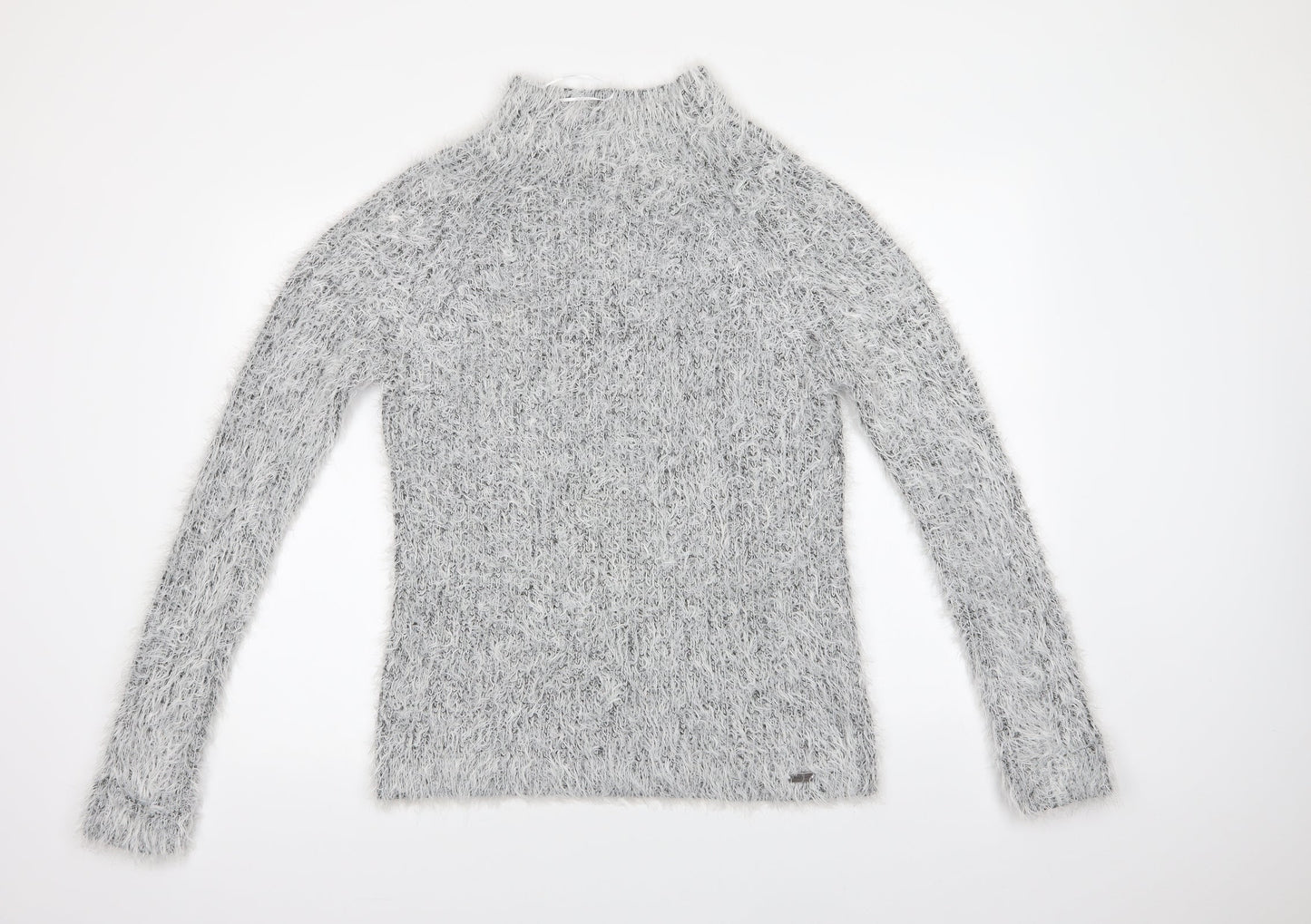 Bellfield Womens Grey Mock Neck  Nylon Pullover Jumper Size 10