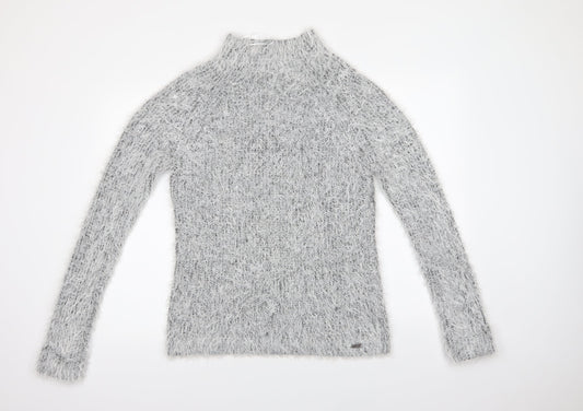Bellfield Womens Grey Mock Neck  Nylon Pullover Jumper Size 10