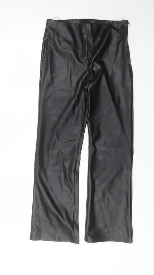 Preworn Womens Black  Polyurethane Trousers  Size 30 in L29 in Regular