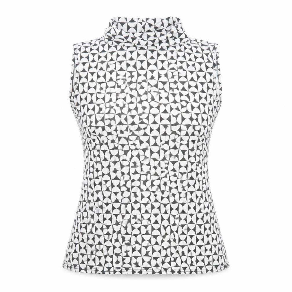 Sisters Point Womens White Geometric Polyester Basic Blouse Size S Round Neck