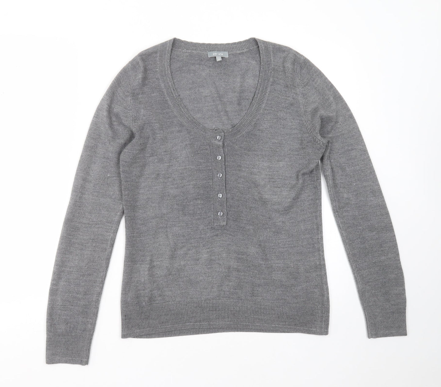 Marks and Spencer Womens Grey Round Neck  Acrylic Pullover Jumper Size 12