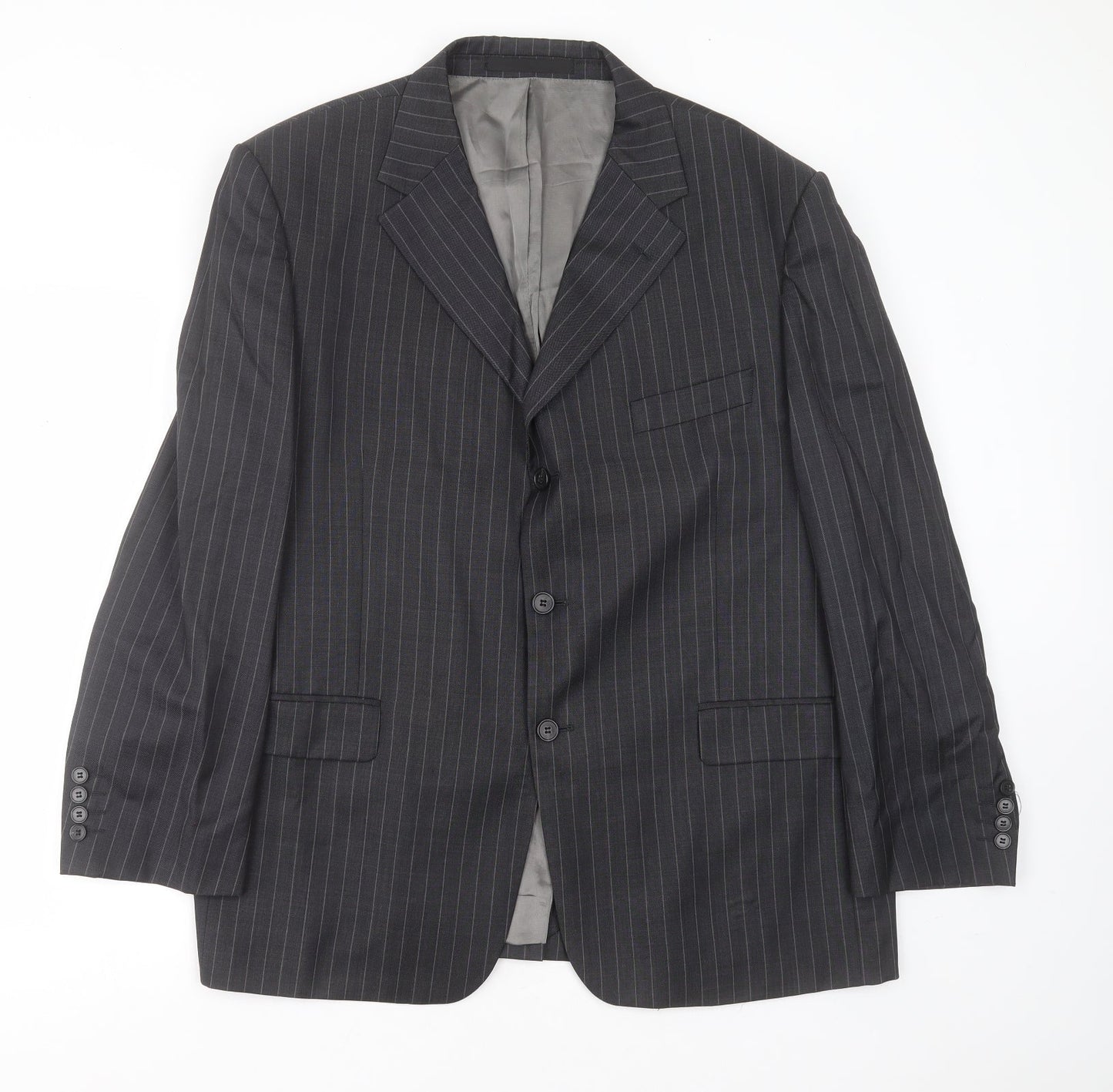 Marks and Spencer Mens Grey Striped Wool Jacket Suit Jacket Size 46