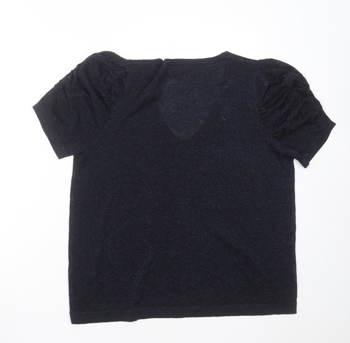 NEXT Womens Blue V-Neck  Viscose Pullover Jumper Size 14   - glittery