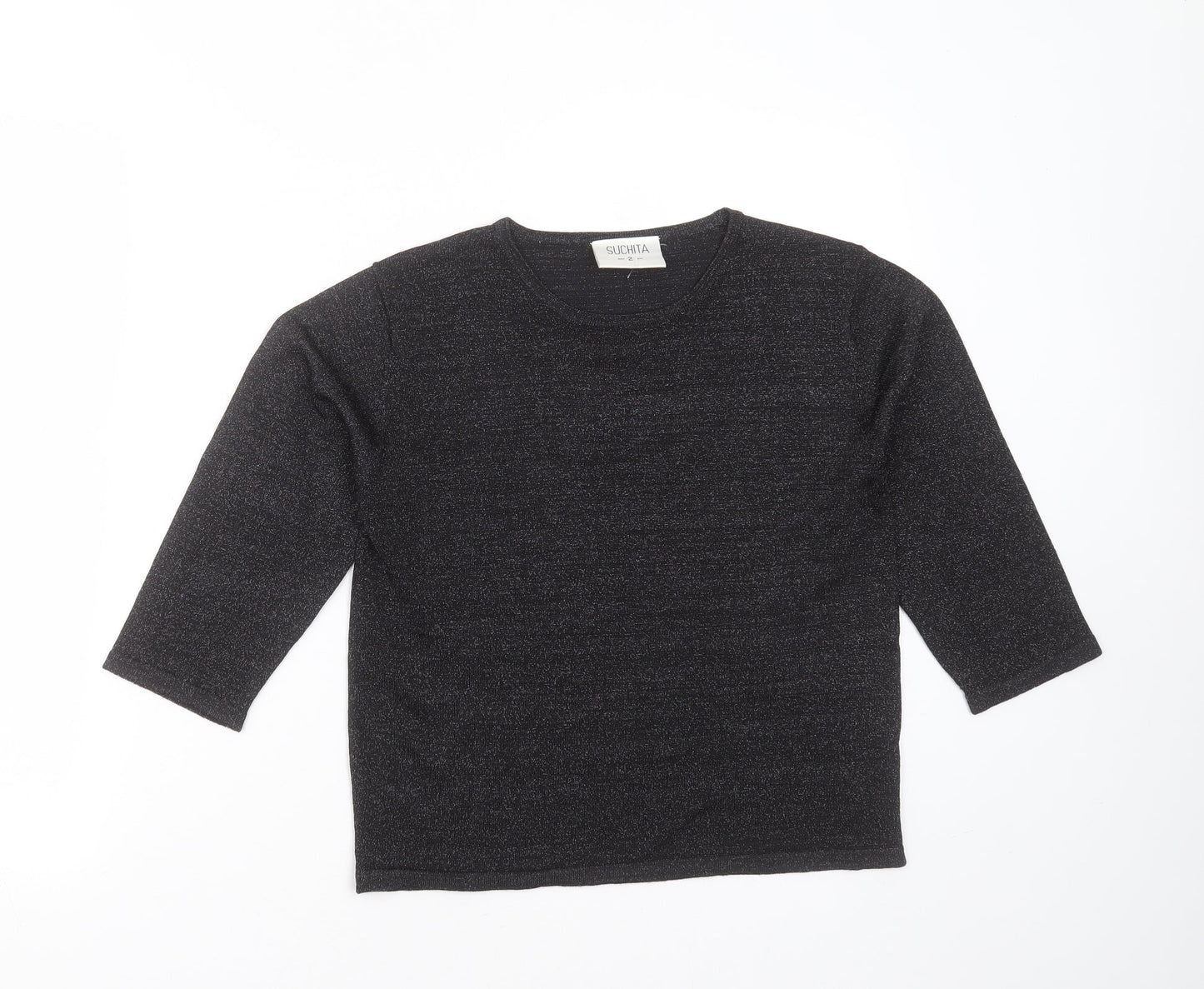 Suchita Womens Black Round Neck  Viscose Pullover Jumper Size S