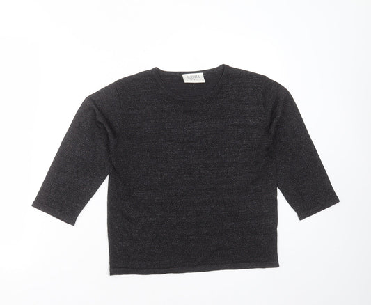 Suchita Womens Black Round Neck  Viscose Pullover Jumper Size S