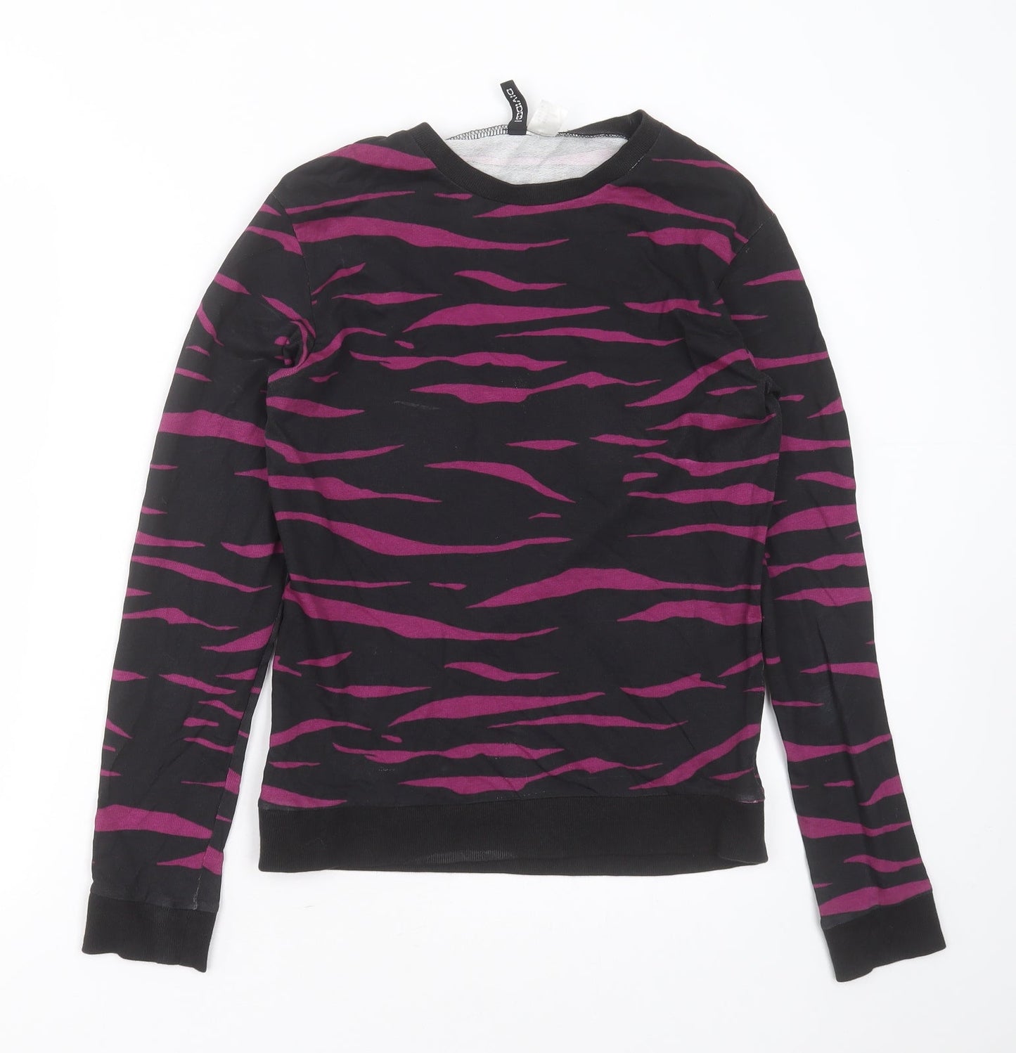 Divided by H&M Womens Black Geometric Cotton Pullover Sweatshirt Size XS