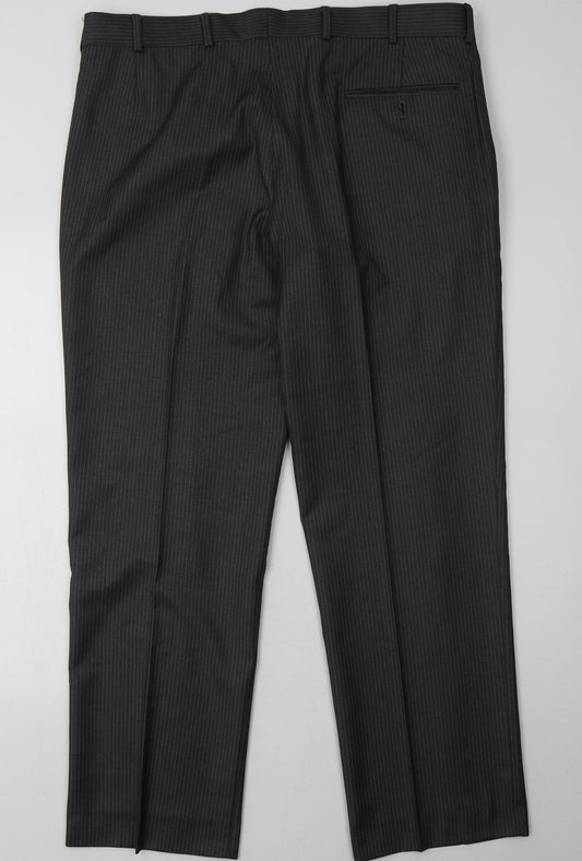 karl jackson Womens Grey Striped Polyester Trousers  Size 36 L31 in Regular Button - Short
