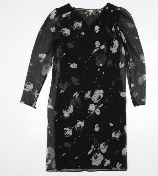 Frank Usher Womens Multicoloured Floral Polyester Shift  Size 10  Round Neck