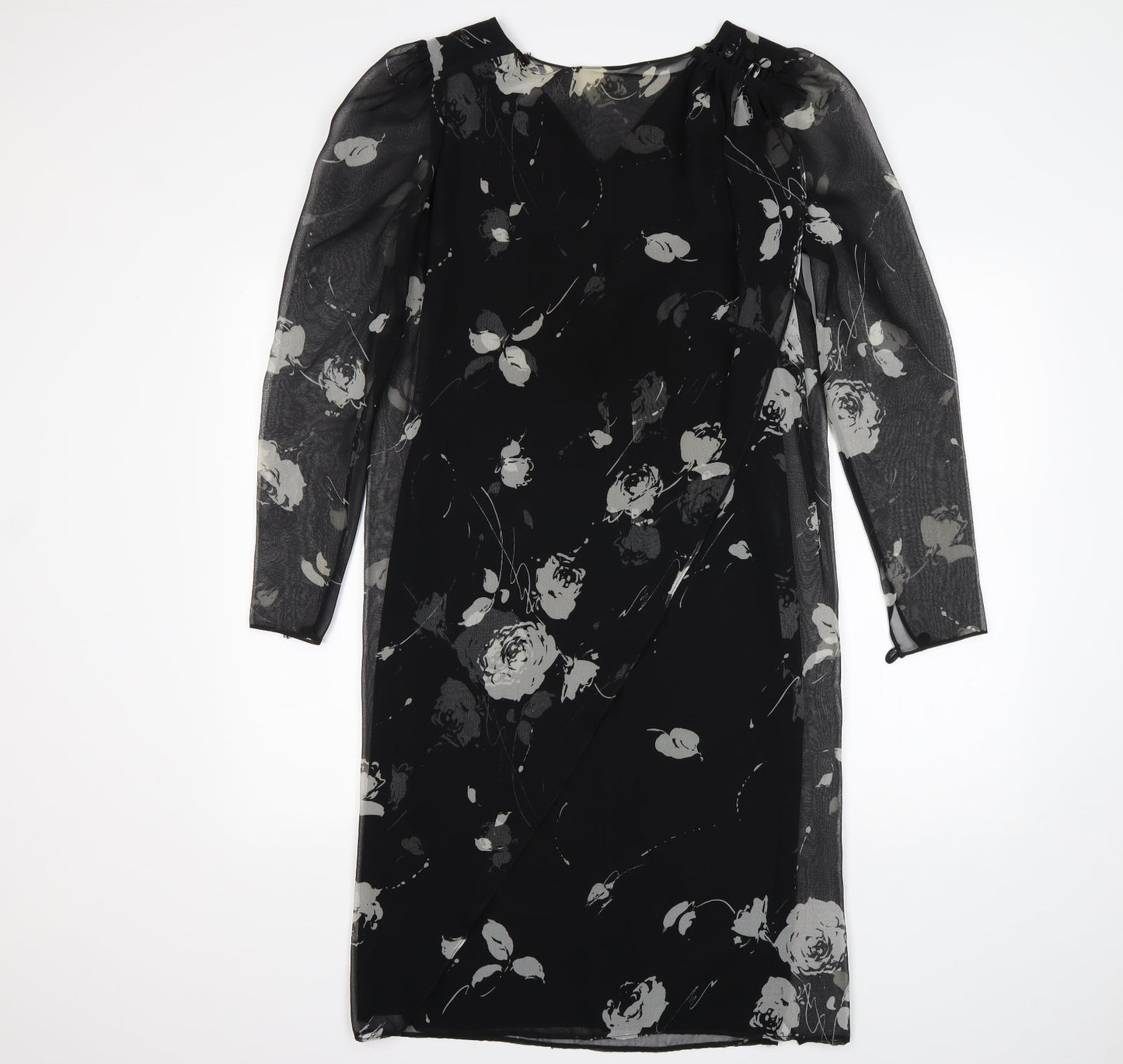 Frank Usher Womens Multicoloured Floral Polyester Shift  Size 10  Round Neck