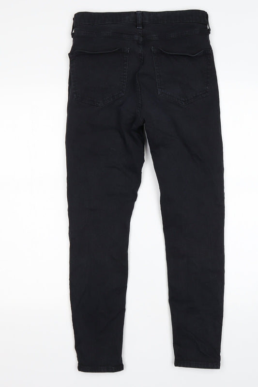 Topshop Womens Black  Cotton Skinny Jeans Size 28 in L27 in Regular