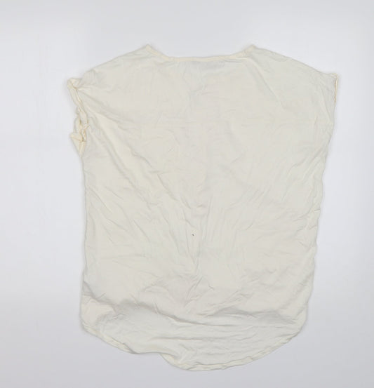 NEXT Womens Ivory  Viscose Basic Button-Up Size 10 V-Neck