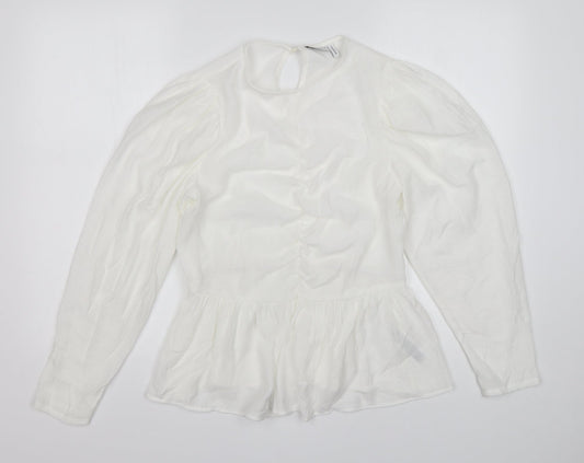 ASOS Womens White  Viscose Basic Blouse Size 10 Round Neck