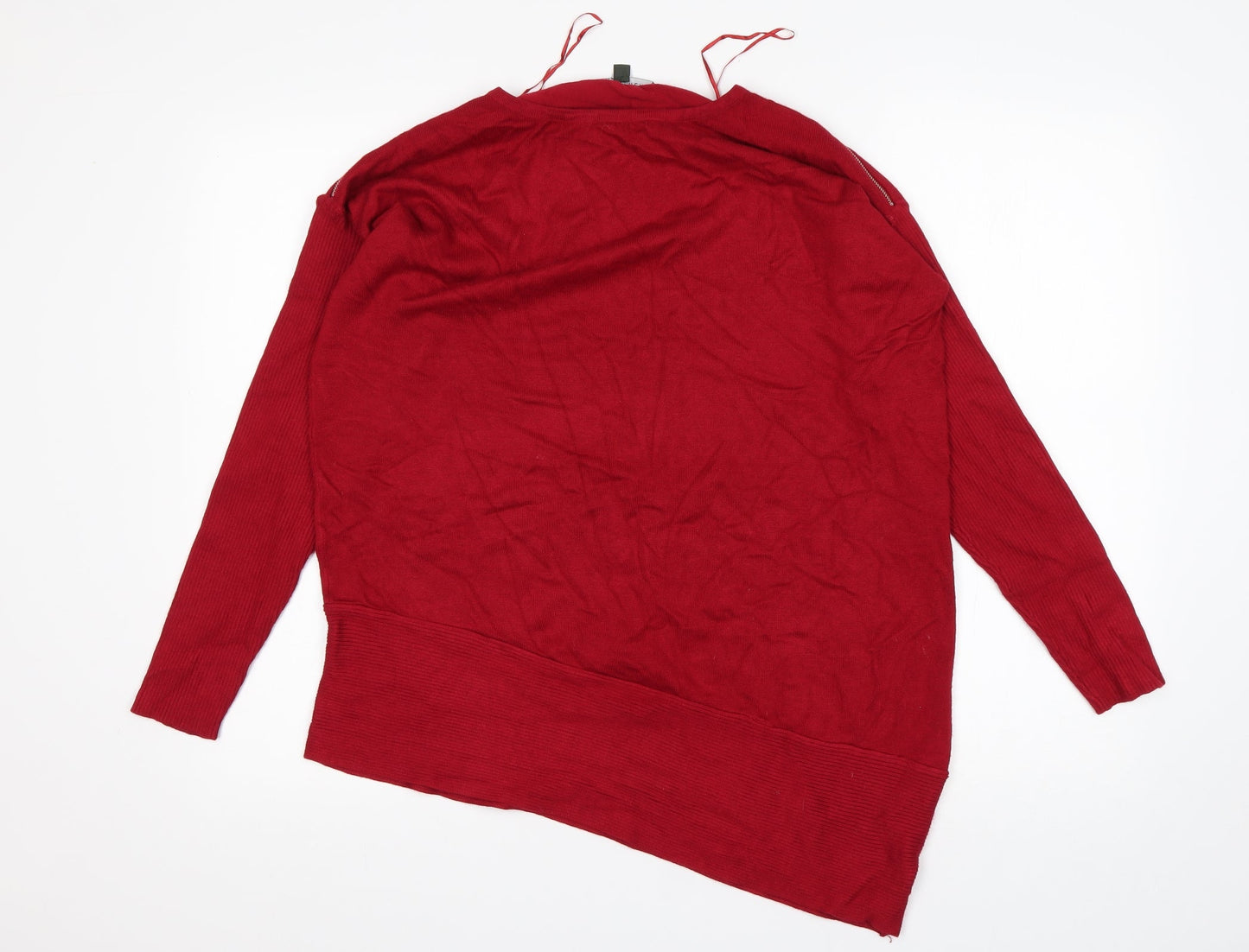 Bonmarché Womens Red Round Neck  Viscose Pullover Jumper Size 14