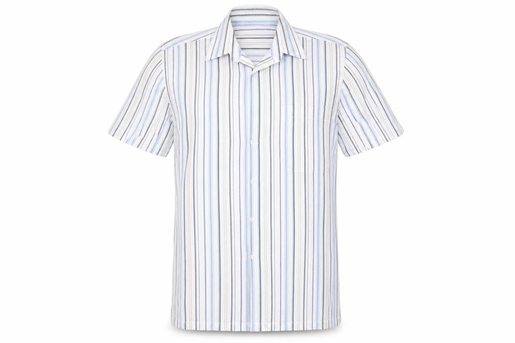 Duke Mens Multicoloured Striped Polyester  Button-Up Size M Collared
