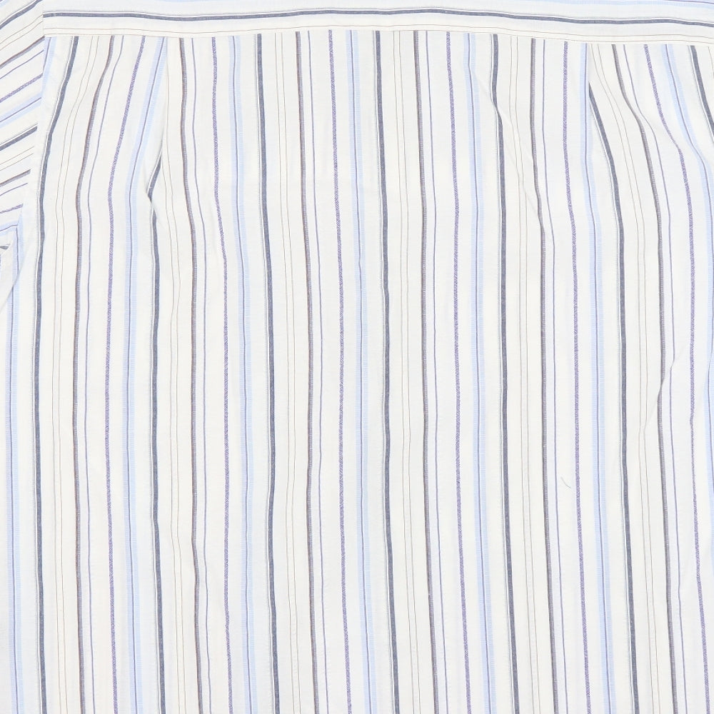 Duke Mens Multicoloured Striped Polyester  Button-Up Size M Collared