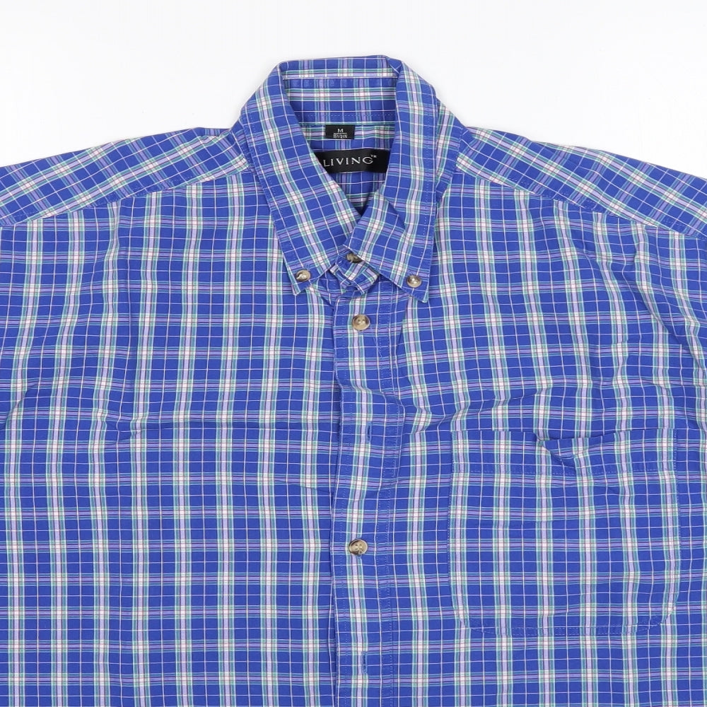 Living Mens Multicoloured Check Cotton  Button-Up Size M Collared