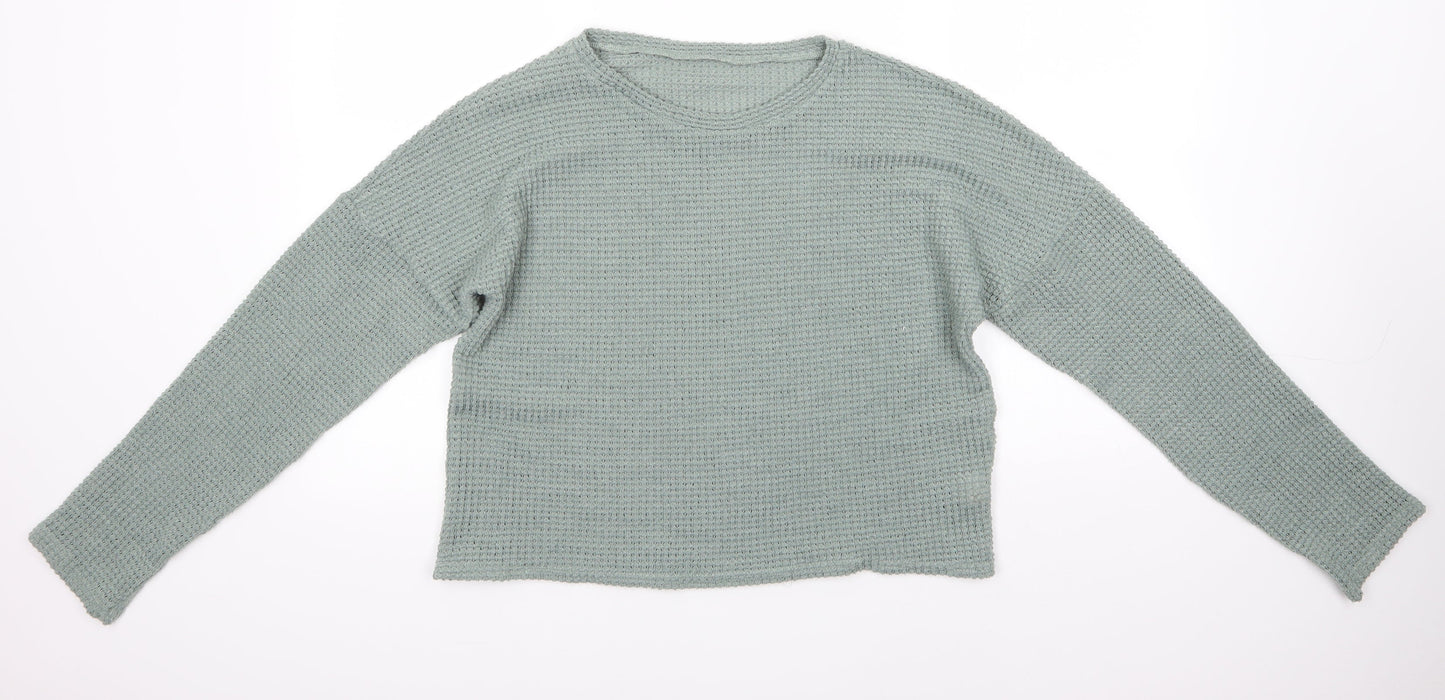 Preworn Womens Green Round Neck  Polyester Pullover Jumper Size S