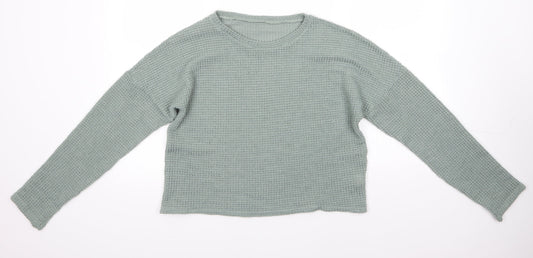 Preworn Womens Green Round Neck  Polyester Pullover Jumper Size S