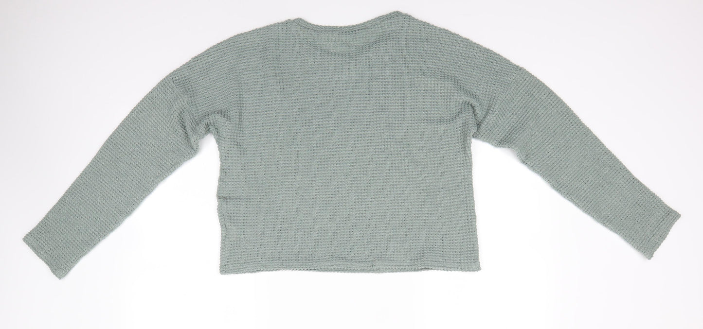 Preworn Womens Green Round Neck  Polyester Pullover Jumper Size S