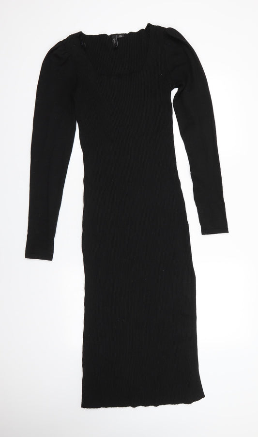 Y.A.S Womens Black Round Neck  Polyester Pullover Jumper Size M