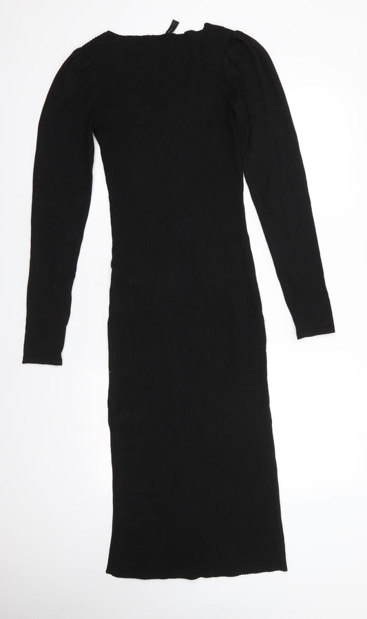 Y.A.S Womens Black Round Neck  Polyester Pullover Jumper Size M