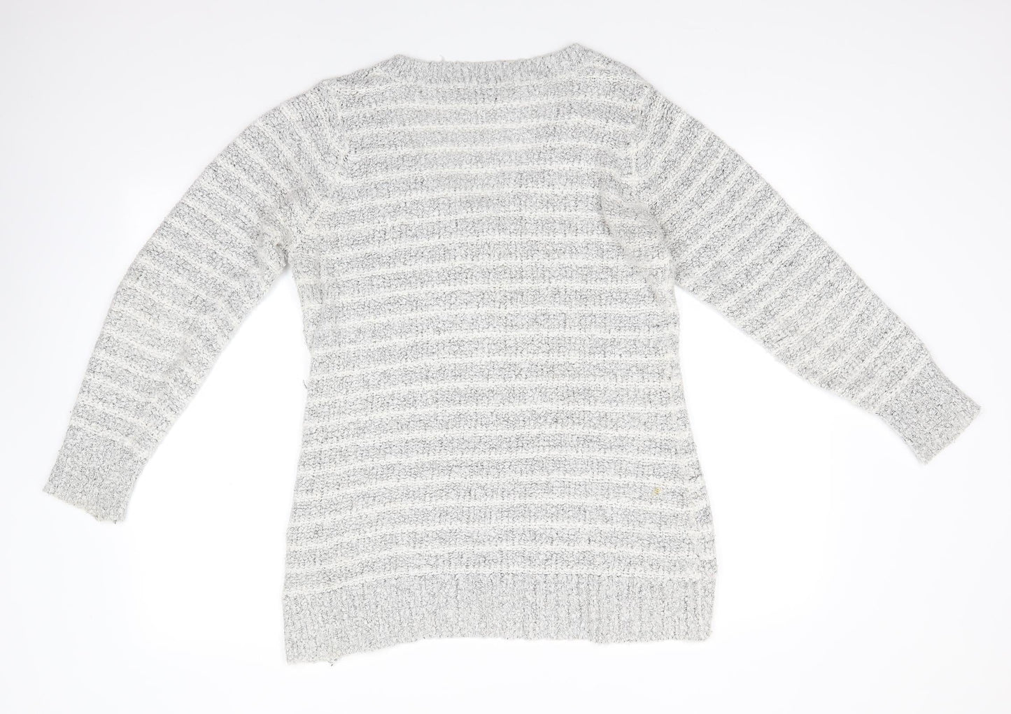 Originals Womens Grey V-Neck  Acrylic Pullover Jumper Size M