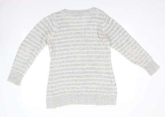 Originals Womens Grey V-Neck  Acrylic Pullover Jumper Size M