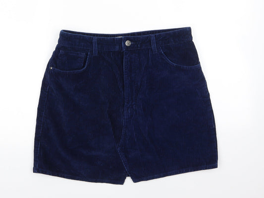 TRF Collection ZARA Womens Blue  Cotton A-Line Skirt Size L    - Cord