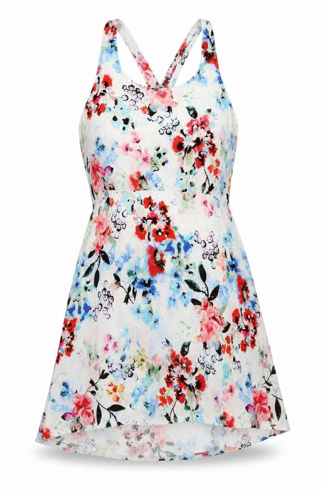 H&M Womens White Floral Viscose A-Line  Size M  V-Neck