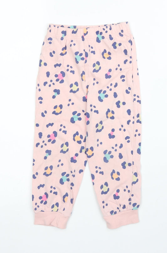 Matalan Girls Pink Animal Print Cotton Capri Pyjama Pants Size 2 Years   - Leopard print