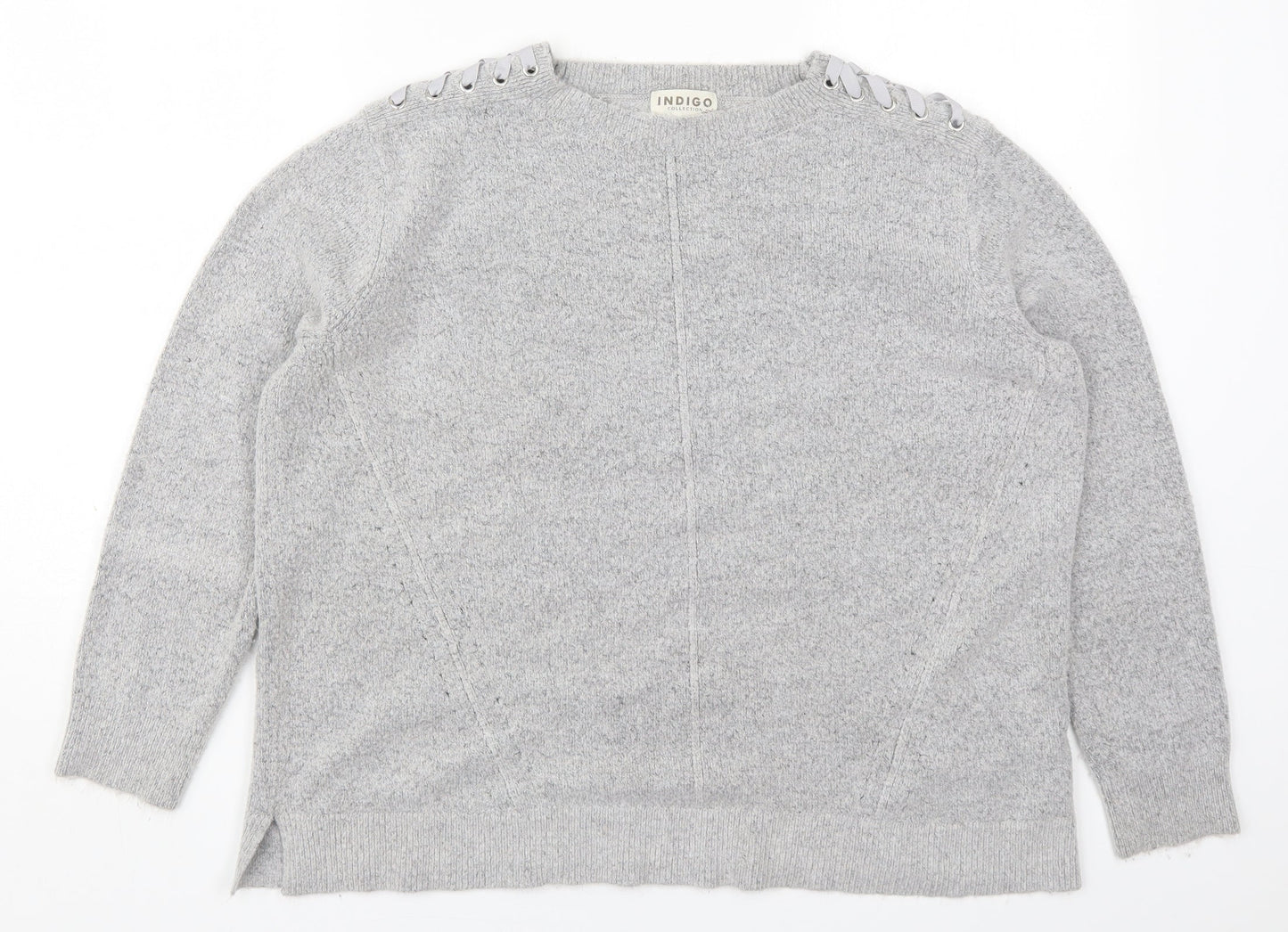 Marks and Spencer Womens Grey Round Neck  Acrylic Pullover Jumper Size 14