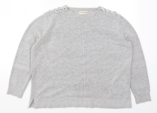Marks and Spencer Womens Grey Round Neck  Acrylic Pullover Jumper Size 14