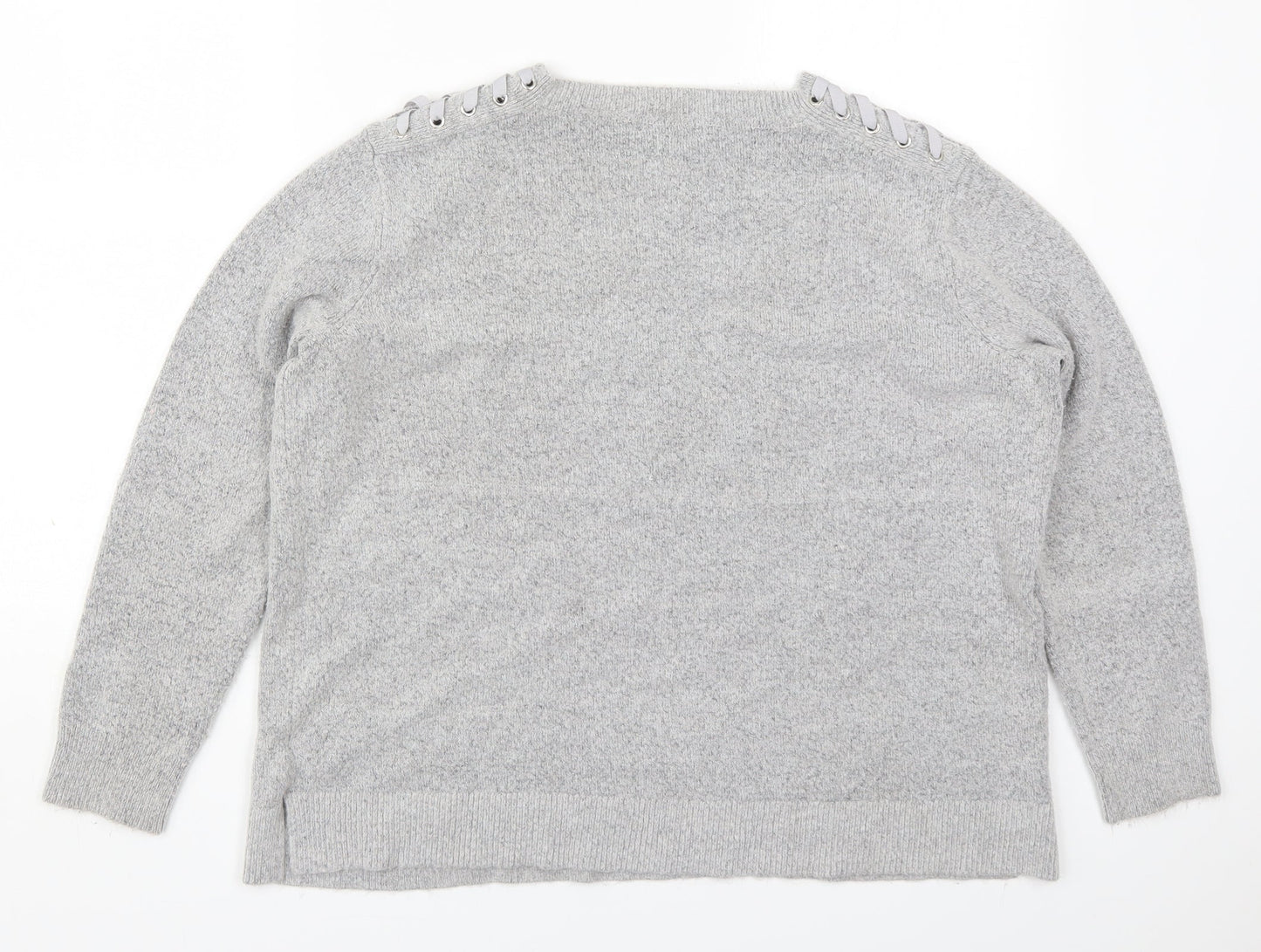 Marks and Spencer Womens Grey Round Neck  Acrylic Pullover Jumper Size 14