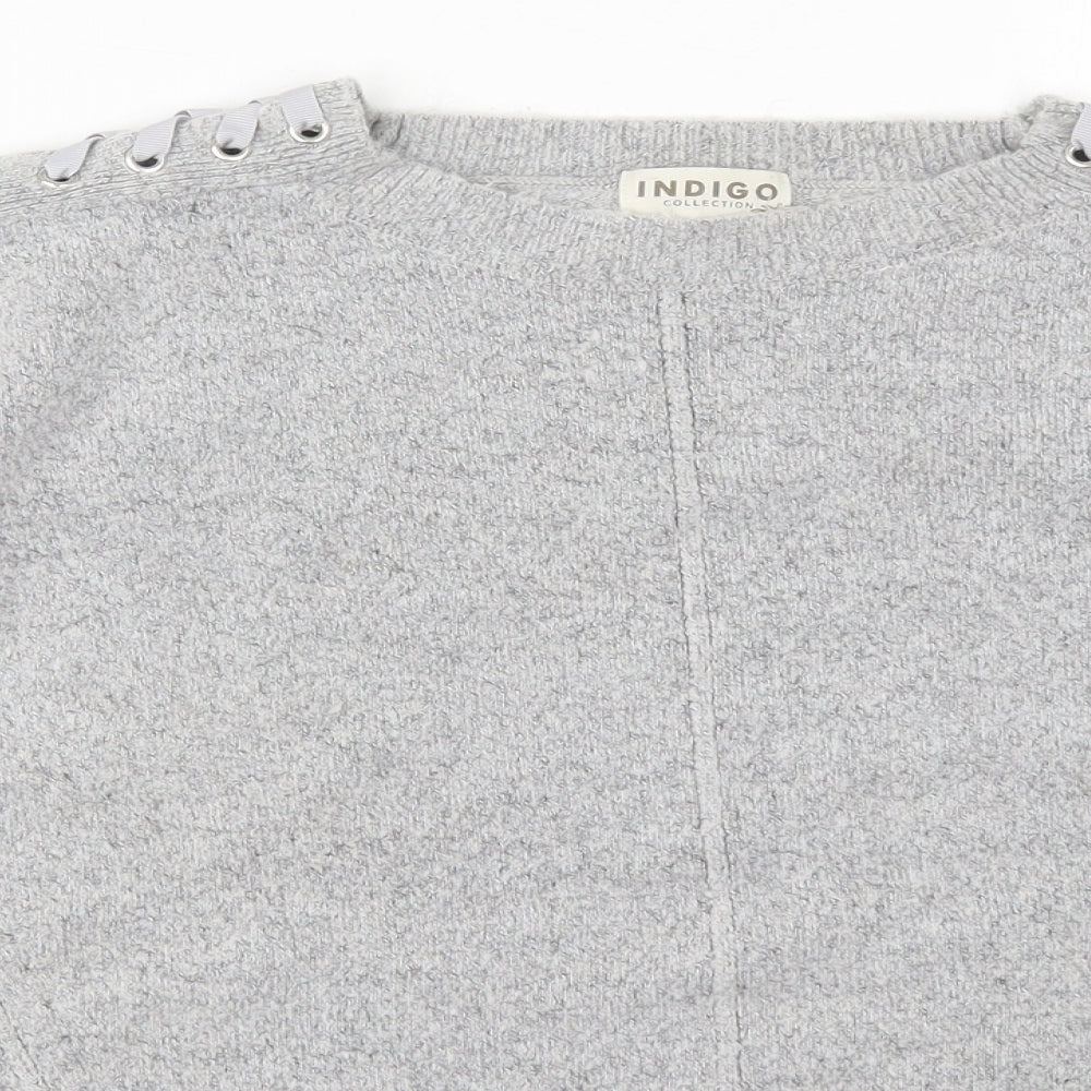 Marks and Spencer Womens Grey Round Neck  Acrylic Pullover Jumper Size 14