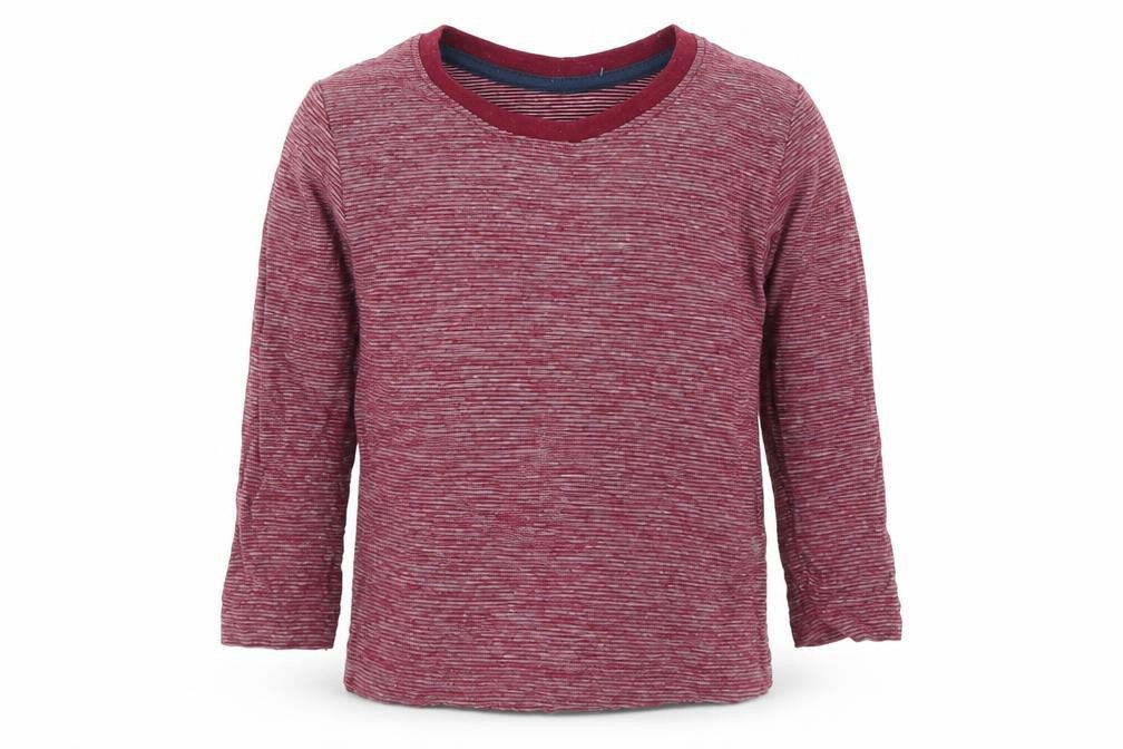 Matalan Boys Red Striped Cotton Basic T-Shirt Size 9-12 Months Round Neck Pullover