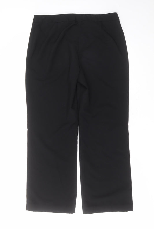 Marks and Spencer Womens Black  Polyester Trousers  Size 14 L28 in Regular