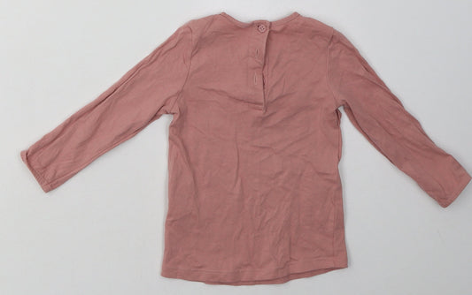 Matalan Girls Pink  Cotton Basic Casual Size 18-24 Months Crew Neck Button