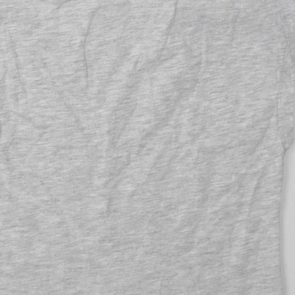 alive Girls Grey  Cotton Basic T-Shirt Size 7 Years Crew Neck Button