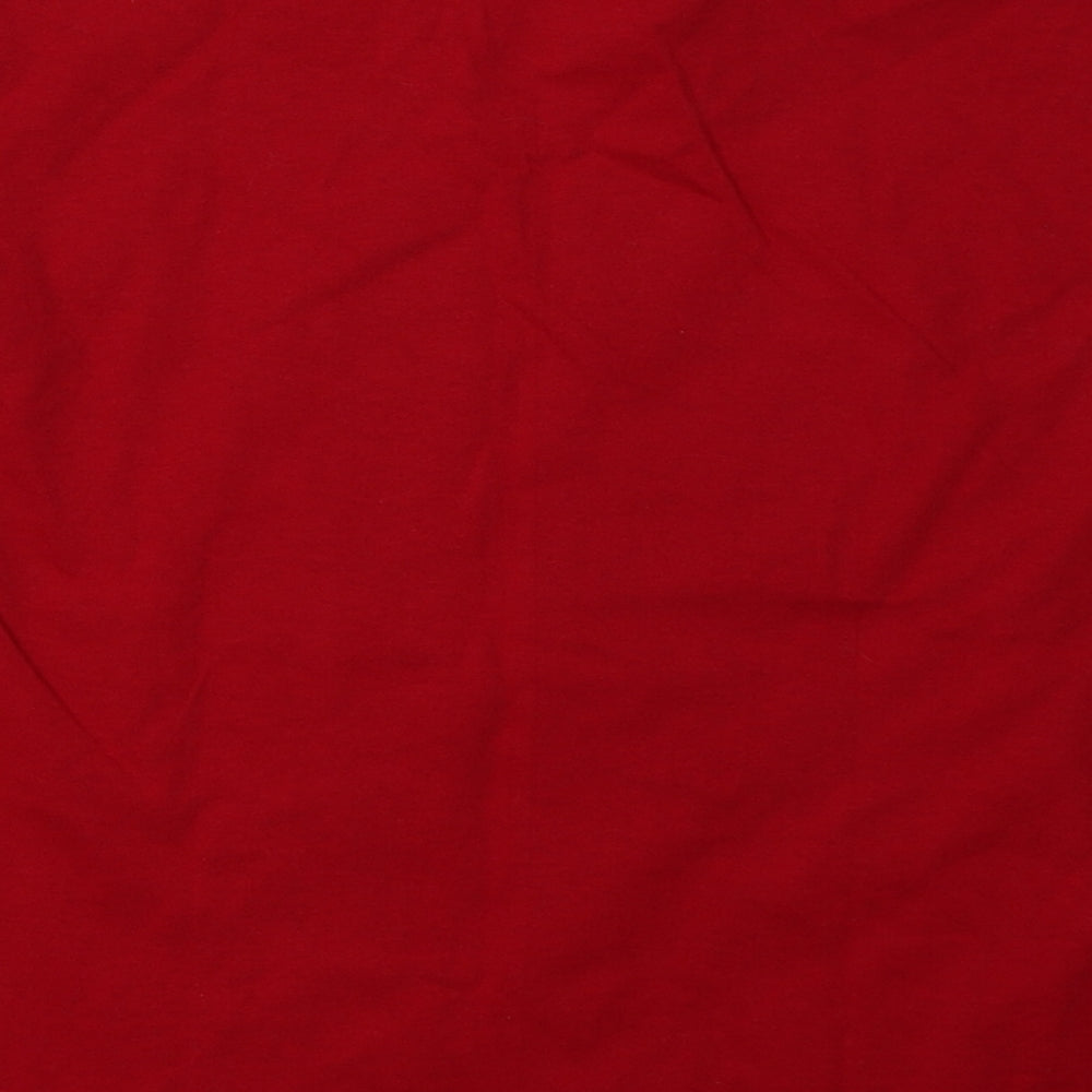 Hanes Girls Red  Cotton Basic T-Shirt Size S Crew Neck Pullover - disney squad