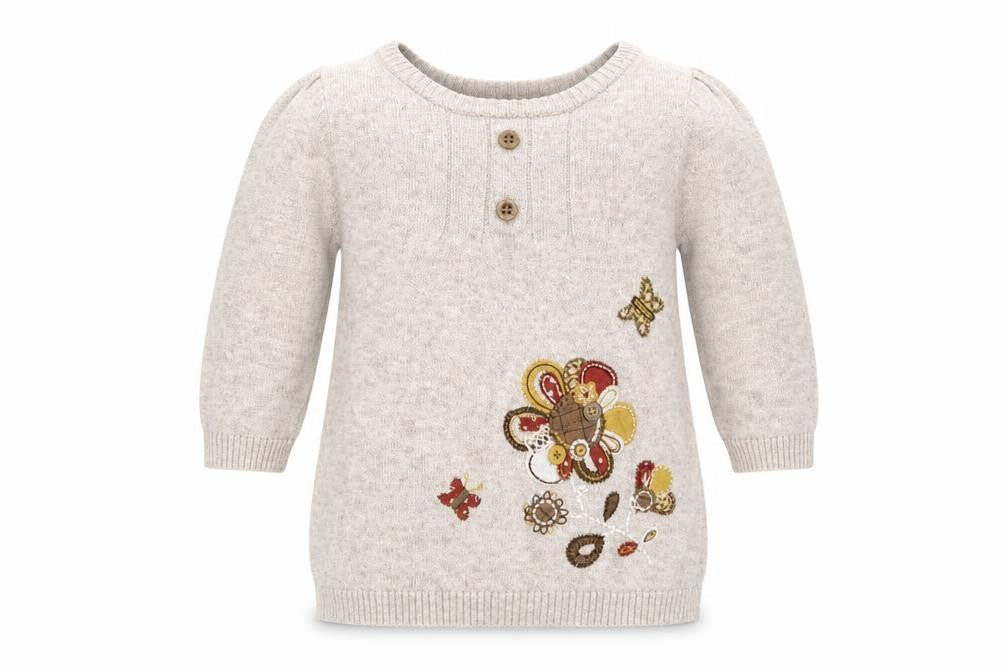 Sainsburys Girls Beige Floral Cotton Basic Casual Size 0-3 Months Crew Neck Button